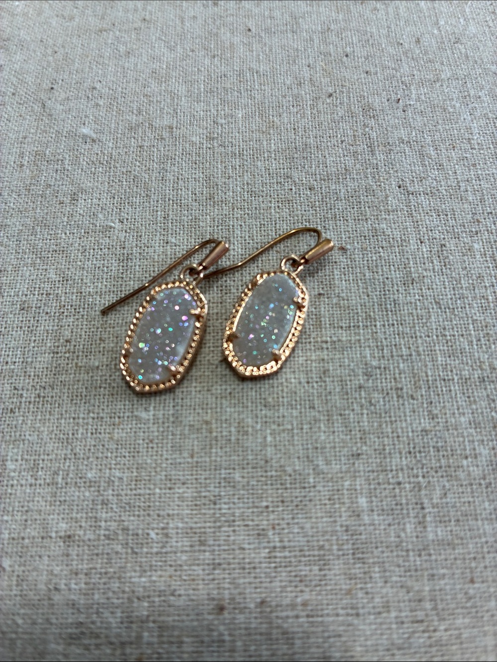 Kendra Scott Lee Rose Gold Drop Earrings in Iridescent Drusy